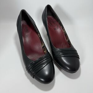Abeo‎ BIO Women's Black Size 7.5 M Comfort Heels Pumps Leather Halley